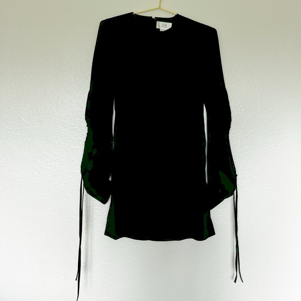 VICTORIA BECKHAM Cutout Bell Sleeves with Tie Dress in Black SZ 0